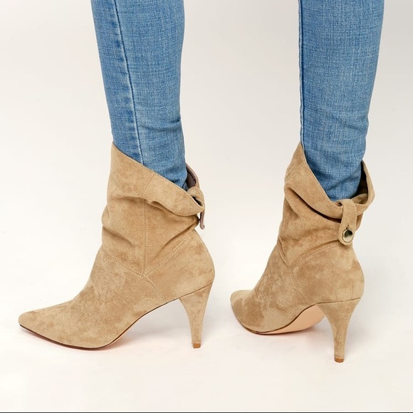 Lulu’s Heeled slouch suede ankle booties - Picture 1 of 9